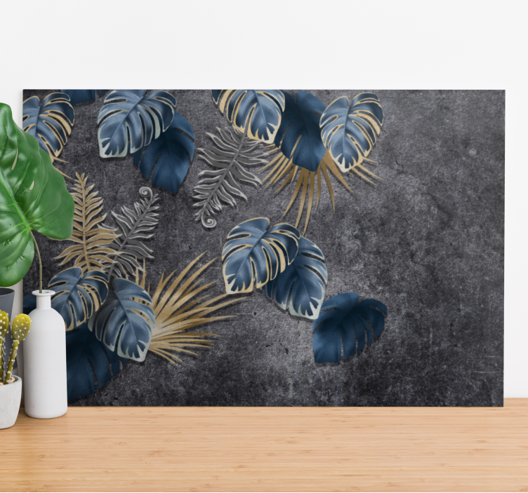 Tropical leaves arrangement slikarsko platno z rastlinami - TenStickers
