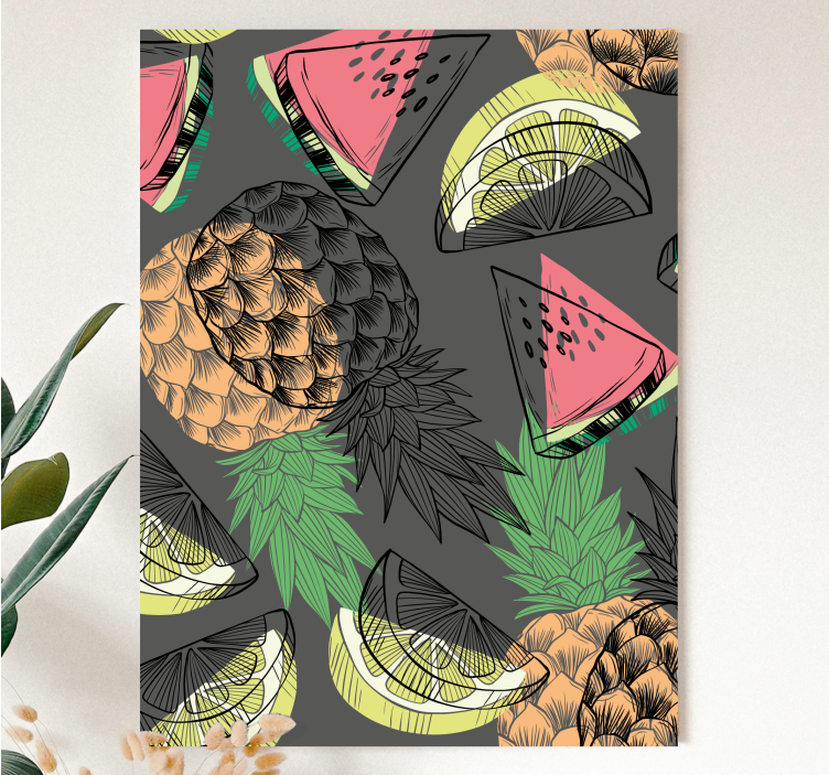 Tropical pineapple motif slikarska platna s sadjem - TenStickers