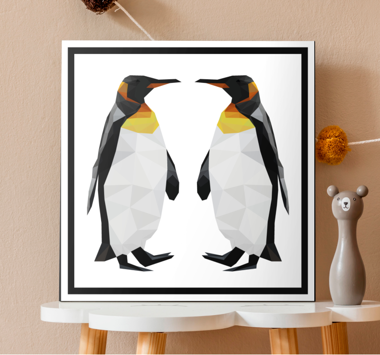 Two geometric penguins 3d slike na platnu - TenStickers