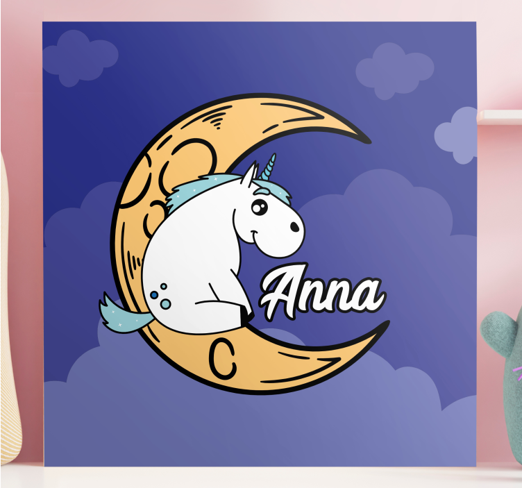 Unicorn moon scene platno s sliko samoroga - TenStickers