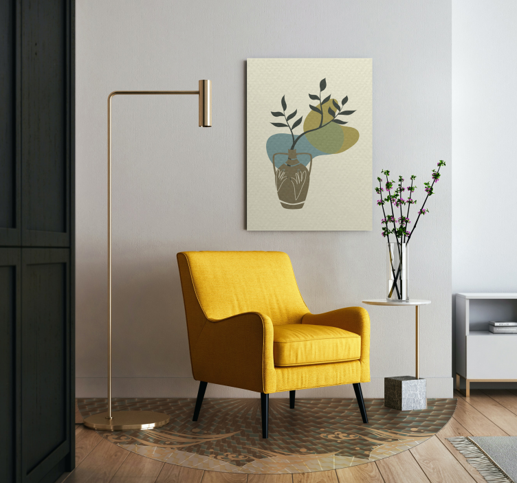 Vaza z listjem slikarsko platno z rožami in rastlinami - TenStickers