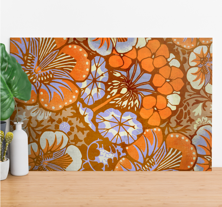 Vibrant floral pattern slikarsko platno z rožami - TenStickers