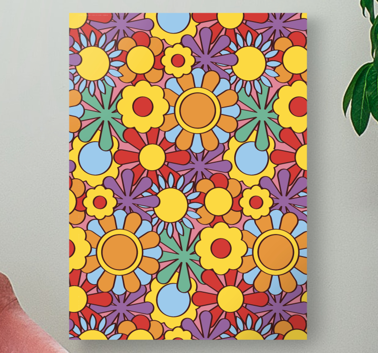 Vibrant flower pattern slikarsko platno z rožami - TenStickers