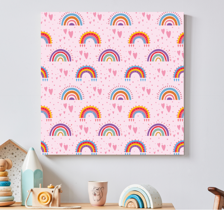 Vibrant rainbow motif otroško platno s podobo - TenStickers