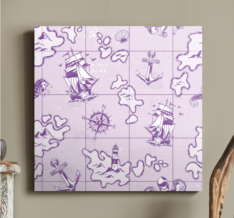 Vintage nautical compass slikanje na platnu - TenStickers