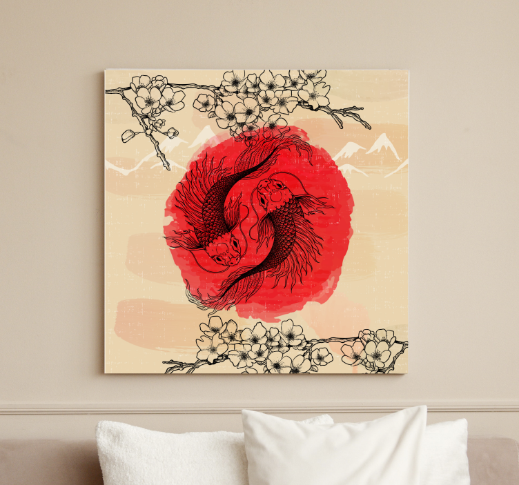 Ying yang ribe platno - TenStickers