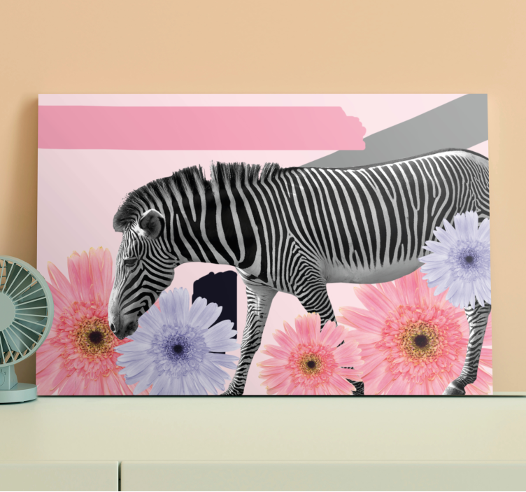 Zebra among blooms platna slike z motivi živali - TenStickers