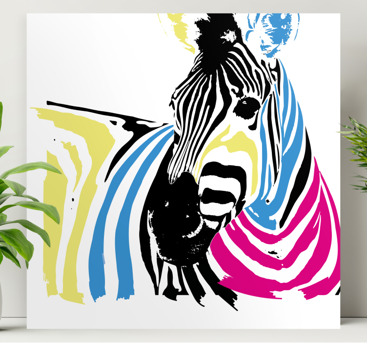 Zebra with vibrant stripes platna slike z živalmi - TenStickers
