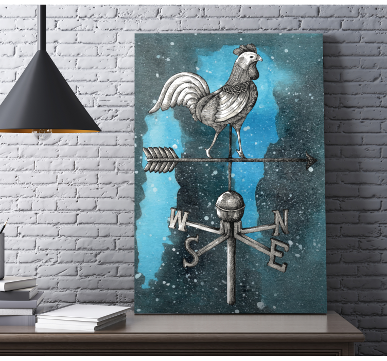 Zvezdnata noč piščanec ptica platno - TenStickers