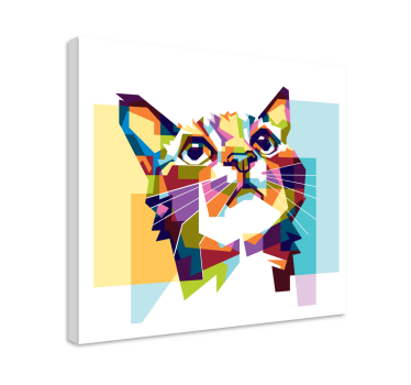 Geometrijsko mačje stensko umetniško platno - TenStickers