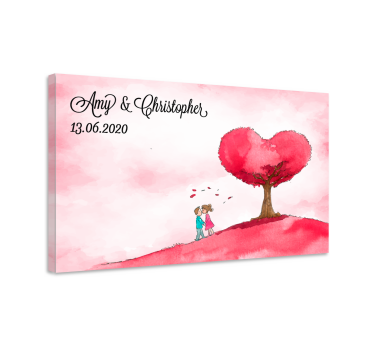 Heart tree love platno v rustikalnem slogu - TenStickers
