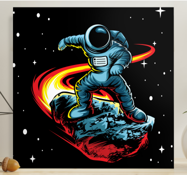 Astronaut surfing asteroid na platnu - TenStickers