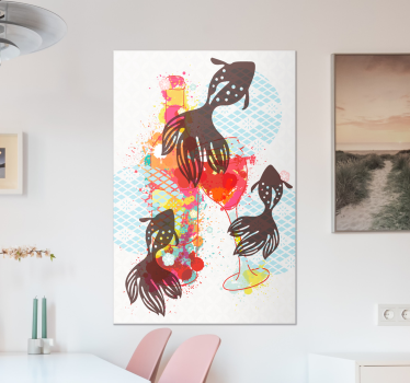 Colorful fish silhouettes na rustikalnem platnu - TenStickers