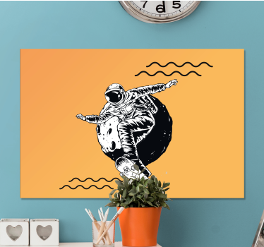 Cosmonaut skateboarding tisk na platnu - TenStickers