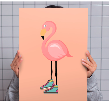 Flamingo s supergami na stenah za dnevno sobo - TenStickers