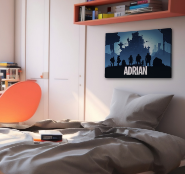 Modri epični grad tisk video iger na platno - TenStickers