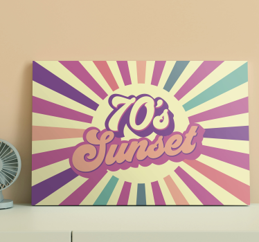 Retro grafika sončnega zahoda platno z drugim besedilom - TenStickers