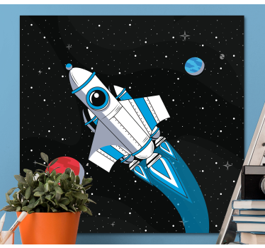 Rocket in space tisk video iger na platno - TenStickers