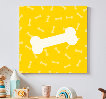 Srčkan rumeno tapeta pasje kosti platna slike - TenStickers