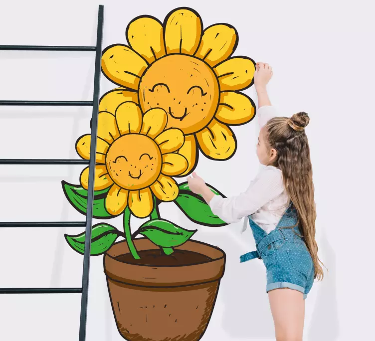 2 sončnice v nalepki za ena vrata - TenStickers