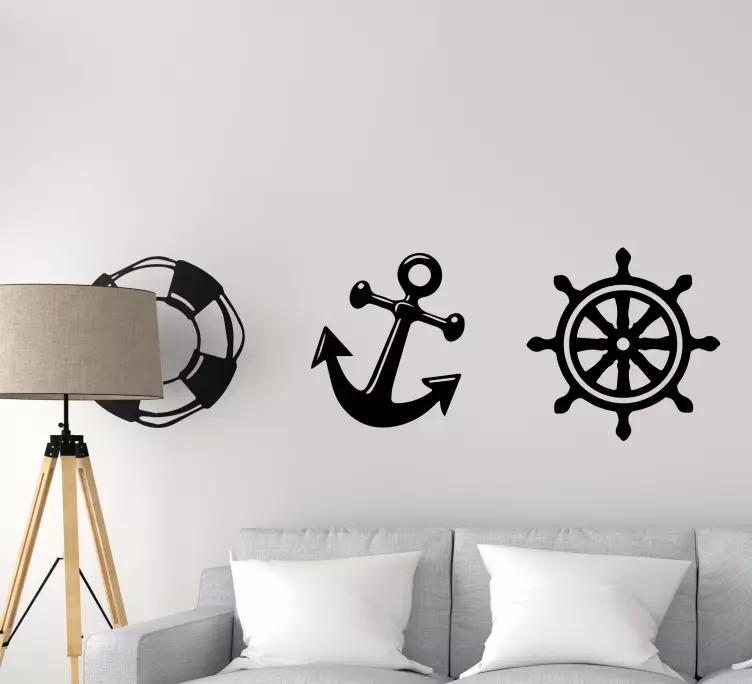 3 morski simboli morska stenska nalepka - TenStickers