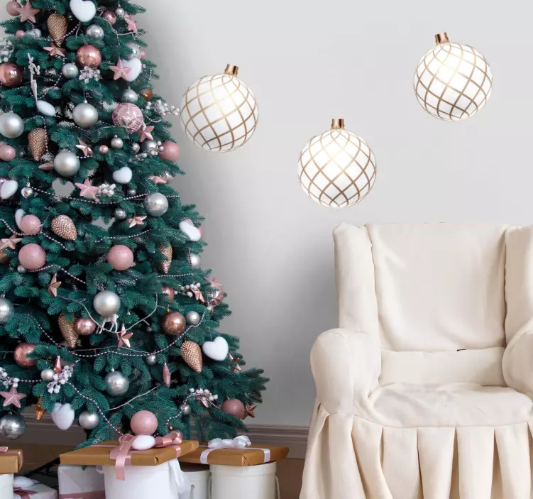 3d realistične kroglice set božične vinilne nalepke - TenStickers