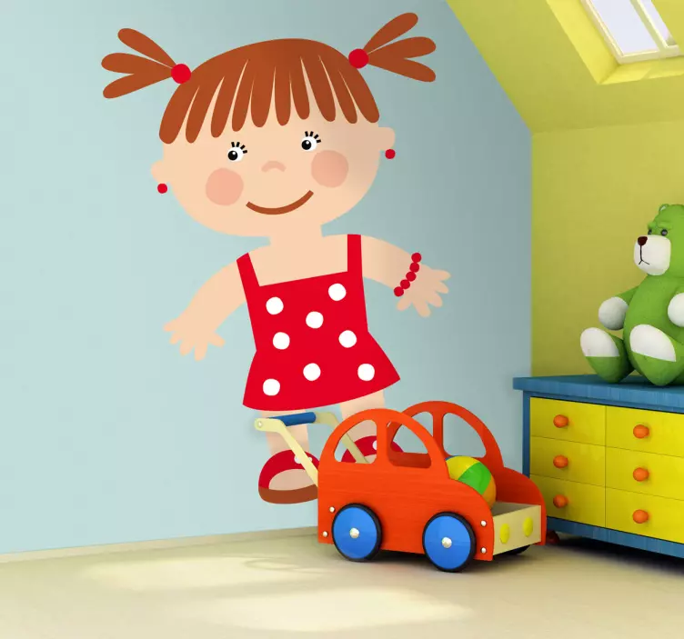 Otroške nalepke deklica v rdeči barvi - TenStickers