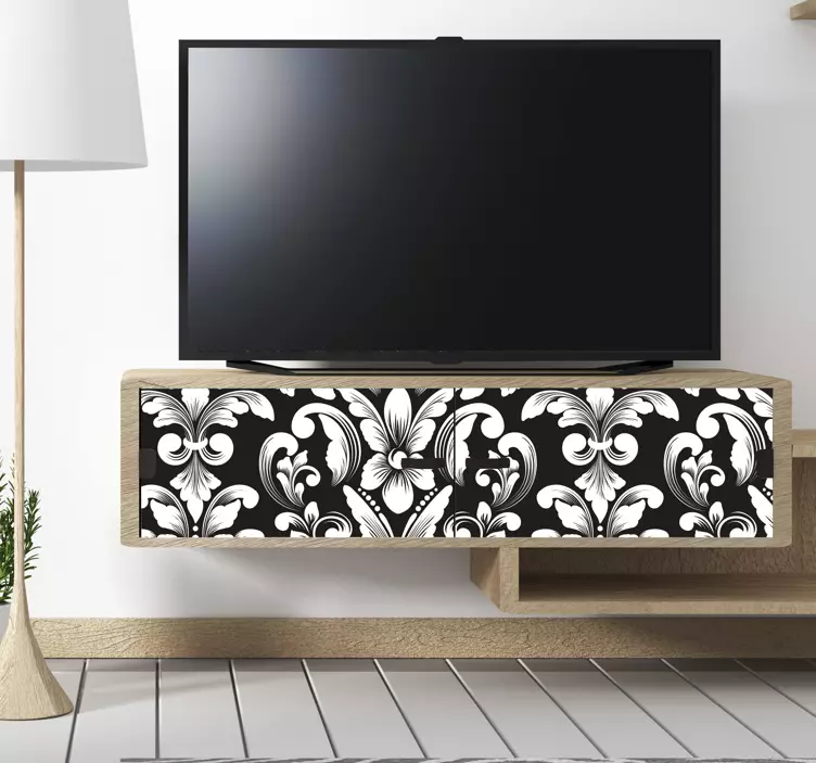 Floral black motif nalepka za pohištvo - TenStickers