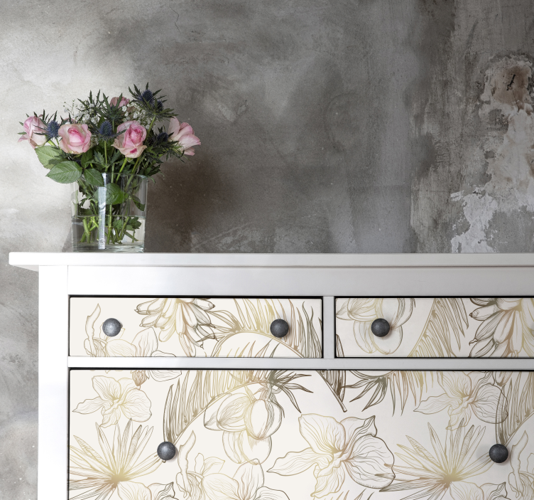 Tropske rože pohištvo nalepka - TenStickers