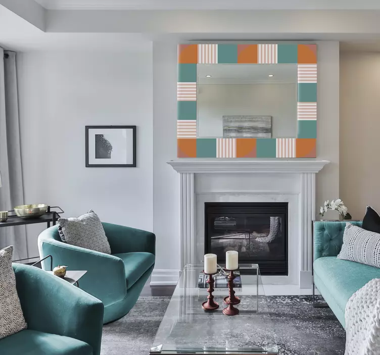 Barvit geometrijski okvir nalepka živali - TenStickers