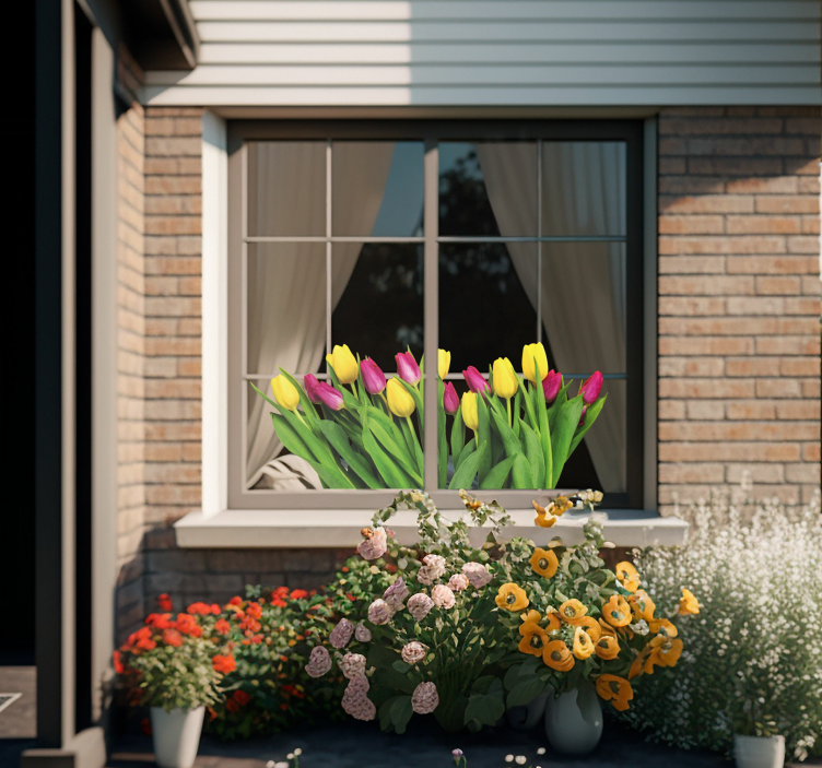 Nalepka okna s šopki tulipanov - TenStickers