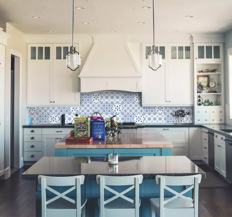 Nalepka vinil modre ploščice delft - TenStickers