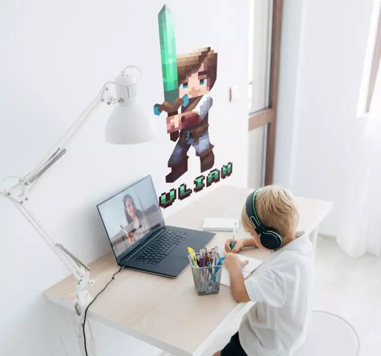 Pixelirana znak s mečemPixeliziran znak z mečem nalepka video ige - TenStickers