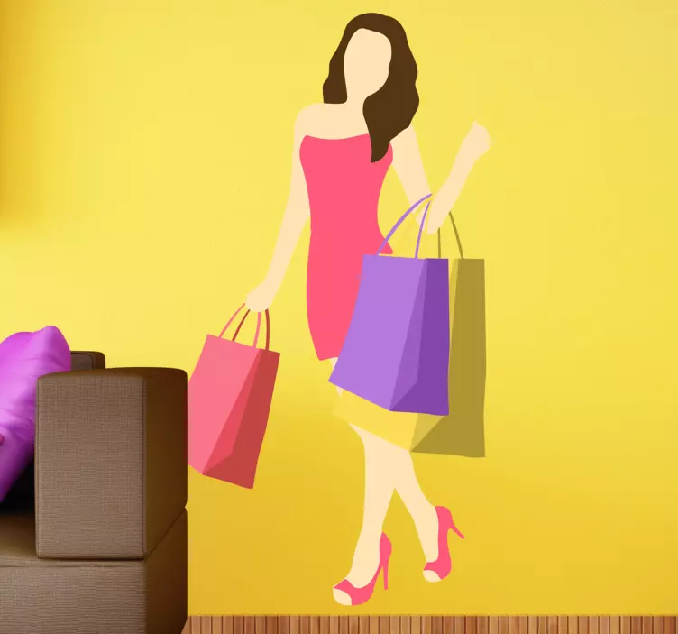 Shopping woman illustration nalepka za izložbe - TenStickers