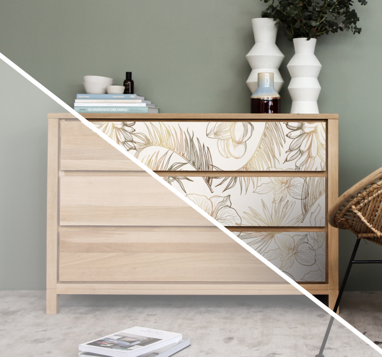 Tropske rože pohištvo nalepka - TenStickers