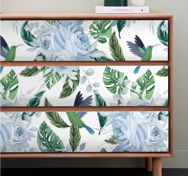 Tropski kolibri cvetlični Nalepka za pohištvo - TenStickers