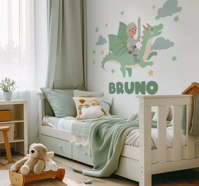 Mali vitez na zmaju ilustracija na nalepka - TenStickers