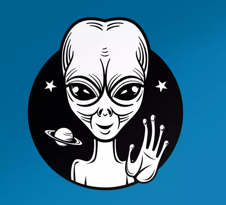 Alien character greeting nalepka za avto - TenStickers