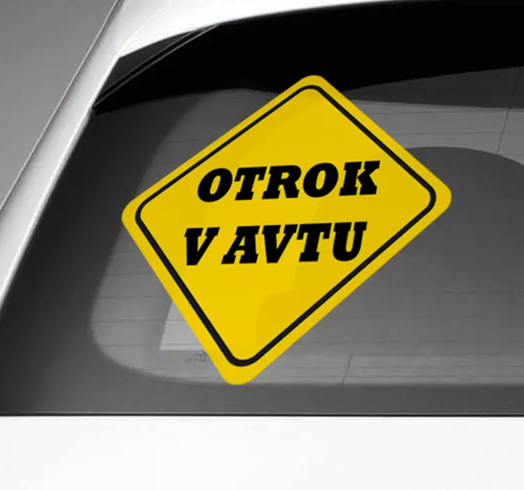 Baby on board yellow sign otrok v avtu nalepka - TenStickers