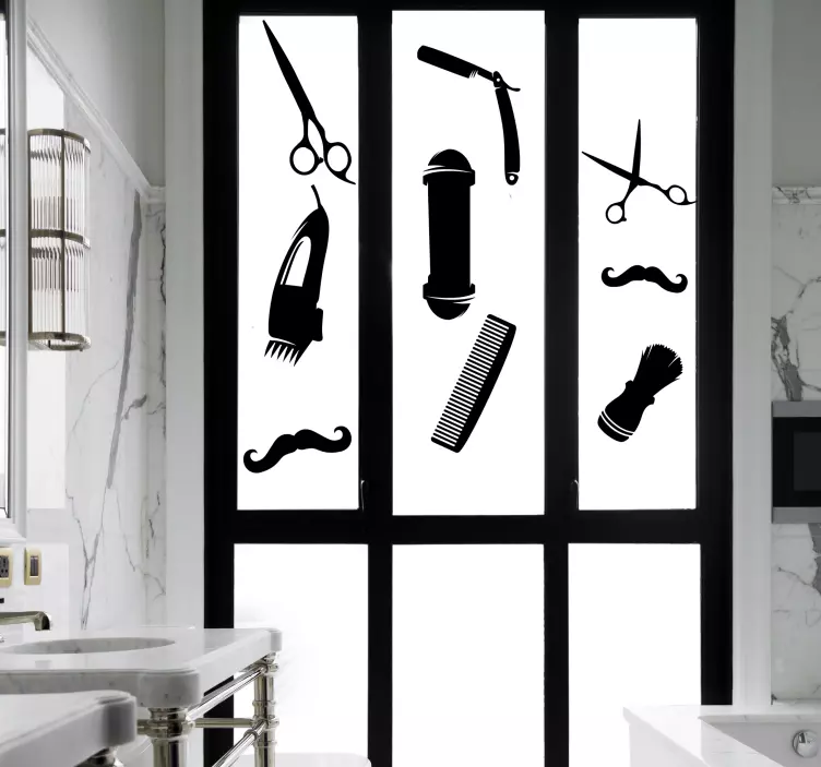 Barber ikone okna nalepka - TenStickers