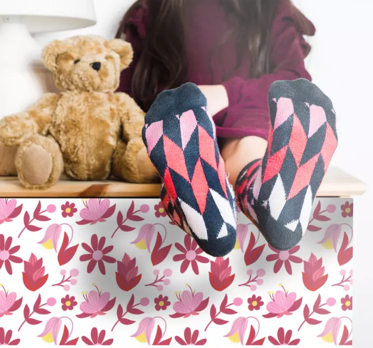 Roza cvetlični vzorec Nalepka za pohištvo - TenStickers