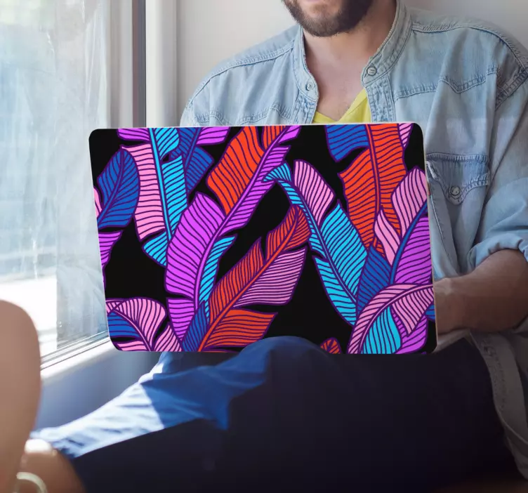 Barvit vzorec listov nalepka za prenosnik - TenStickers