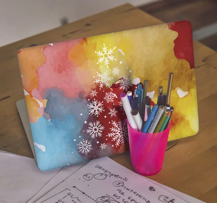 Barvit vzorec snežinke nalepka za prenosnik - TenStickers