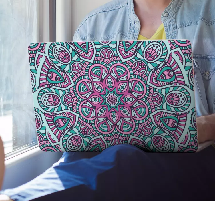 Barvita nalepka za prenosnik mandala - TenStickers