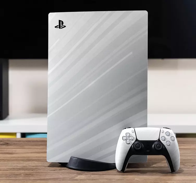 Nalepka bel in siv abstraktni valovi ps5 - TenStickers