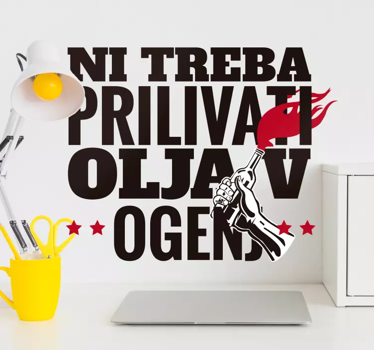 Bencin ogenj tekst besedilo nalepke - TenStickers