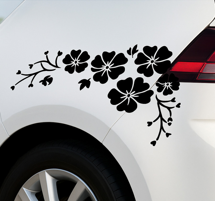 Black cherry blossom nalepka za avto - TenStickers