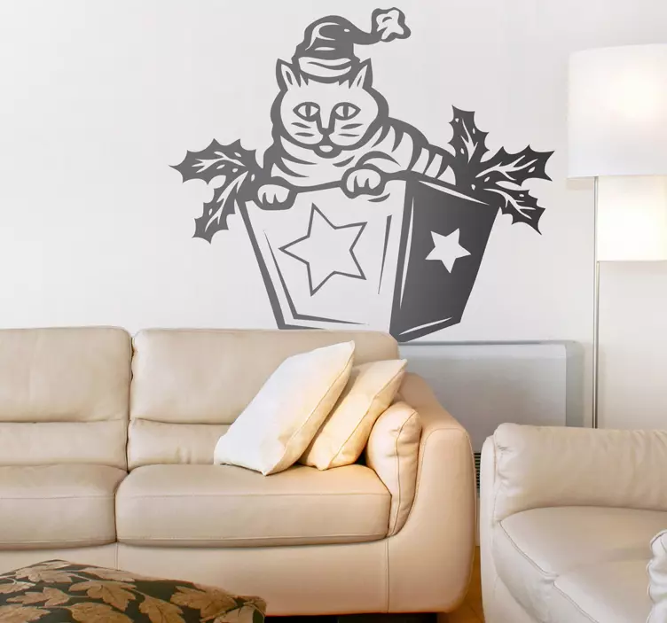 Božična mačka stenske nalepke - TenStickers
