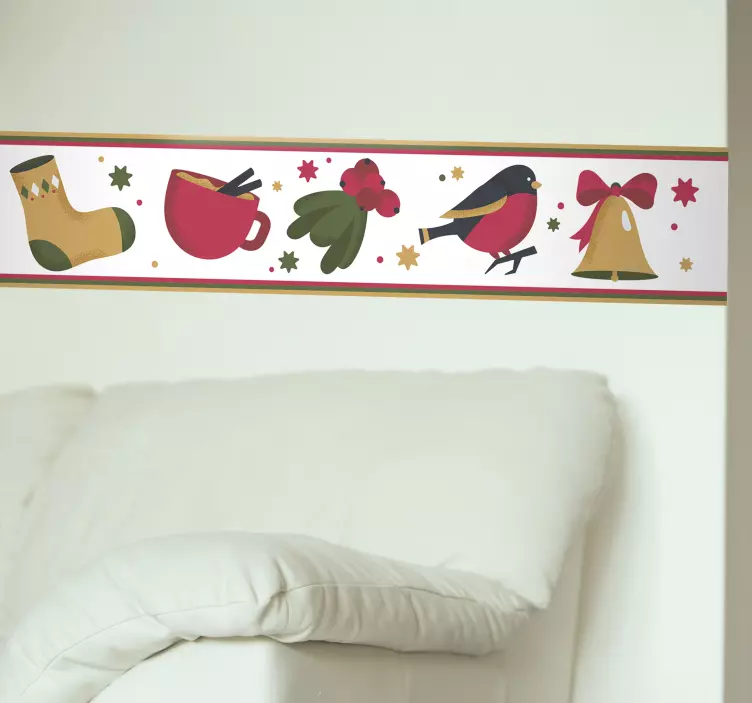 Božični okraski strip stenske nalepke - TenStickers