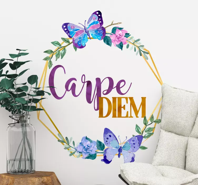 Carpe diem s cvetjem dnevna soba stenski dekor - TenStickers